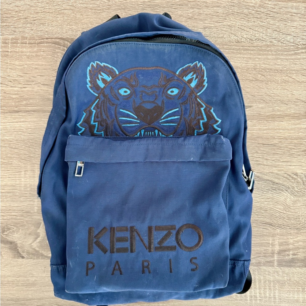 Kenzo Blue Backpack with Signature Tiger Design